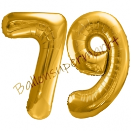Luftballon Zahl 79, gold, 86 cm