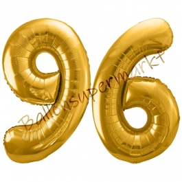 Luftballon Zahl 96, gold, 86 cm