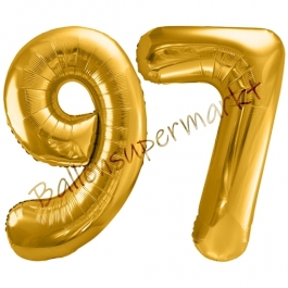 Luftballon Zahl 97, gold, 86 cm