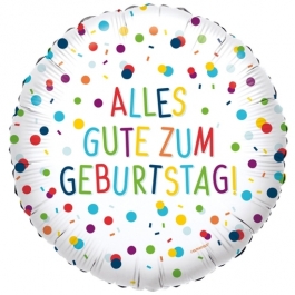 Luftballon Alles Gute zum Geburtstag, Confetti Birthday, ohne Helium-Ballongas