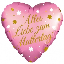 Alles Liebe zum Muttertag, Satin Luxe Luftballon aus Folie mit Helium