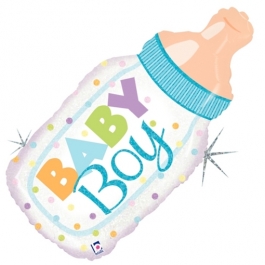 Baby Boy Babyflasche, holografischer Luftballon aus Folie inklusive Helium