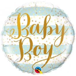 Baby Boy Blue Stripes Luftballon aus Folie mit Helium