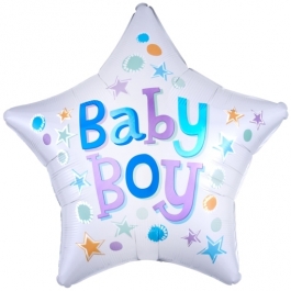Baby Boy Star Luftballon aus Folie mit Helium