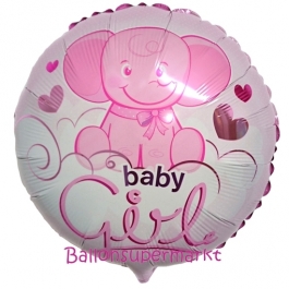 Baby Girl Elefantenbaby Luftballon aus Folie ohne Helium