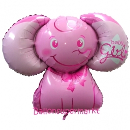 Folienballon Baby Girl Baby-Elefant ohne Helium-Ballongas