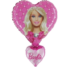Barbie mit Diadem, Luftballon aus Folie mit Ballongas