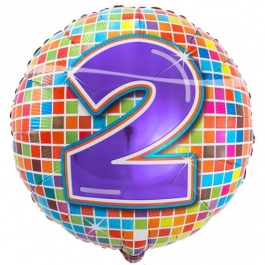 Luftballon aus Folie zum 2. Geburtstag, Birthday Blocks 2, ohne Ballongas