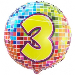 Luftballon aus Folie zum 3. Geburtstag, Birthday Blocks 3, inklusive Ballongas