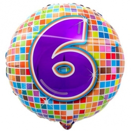 Luftballon aus Folie zum 6. Geburtstag, Birthday Blocks 6, ohne Ballongas