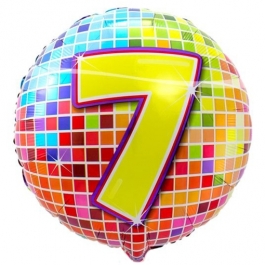 Luftballon aus Folie zum 7. Geburtstag, Birthday Blocks 7, ohne Ballongas