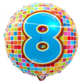 Luftballon aus Folie zum 8. Geburtstag, Birthday Blocks 8, ohne Ballongas