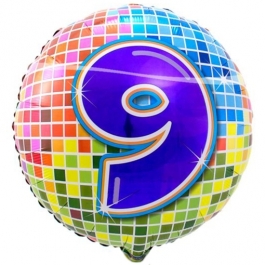 Luftballon aus Folie zum 9. Geburtstag, Birthday Blocks 9, inklusive Ballongas