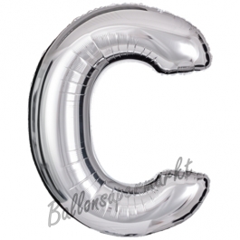 Großer Buchstabe C Luftballon aus Folie in Silber
