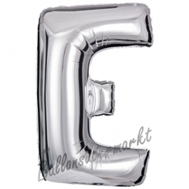 Großer Buchstabe E Luftballon aus Folie in Silber