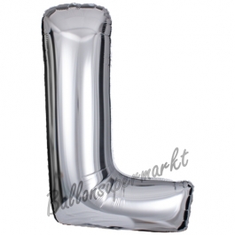 Großer Buchstabe L Luftballon aus Folie in Silber