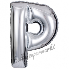 Großer Buchstabe P Luftballon aus Folie in Silber