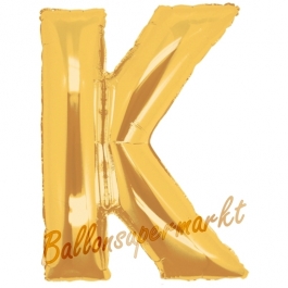 Großer Buchstabe K Luftballon aus Folie in Gold