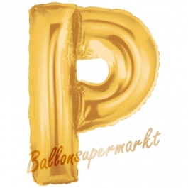 Großer Buchstabe P Luftballon aus Folie in Gold