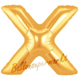 Großer Buchstabe X Luftballon aus Folie in Gold