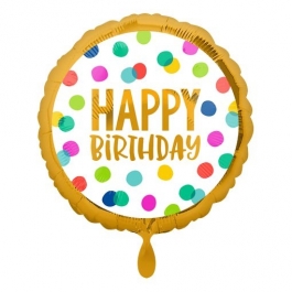 Geburtstags-Luftballon, Happy Birthday, Dots mit Helium