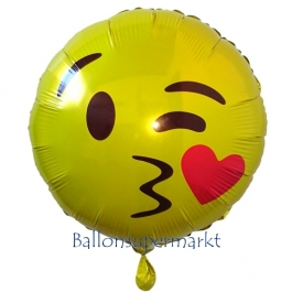 Emoticon mit Kussmund, Folienballon mit Ballongas-Helium 