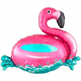 Flamingo Schwimmring, Folienballon mit Ballongas-Helium 