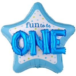 Folienballon, Jumbo Fun to be One Boy mit 3D-Effekt zum 1. Geburtstag