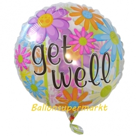 Luftballon aus Folie Get well, inklusive Helium-Ballongas