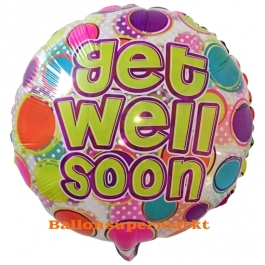 Get well soon - Gute Besserung, Luftballon aus Folie ohne Helium-Ballongas