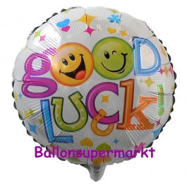 Luftballon aus Folie Good Luck Smileys inklusive Helium-Ballongas