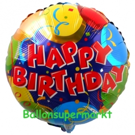 Geburtstags-Luftballon Balloons & Confetti Happy Birthday, ohne Helium-Ballongas
