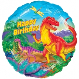Happy Birthday Dinosaurier, Luftballon aus Folie zum Geburtstag, ohne Helium