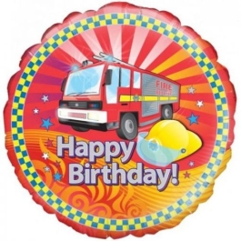 Happy Birthday Feuerwehrauto, Luftballon aus Folie mit Helium