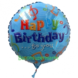 Geburtstags-Luftballon Musiknoten Happy Birthday, ohne Helium-Ballongas