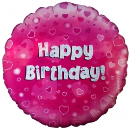 Happy Birthday Pink, Luftballon zum Geburtstag mit Helium