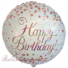 Geburtstags-Luftballon Sparkling Fizz Birthday, Roségold, ohne Helium-Ballongas