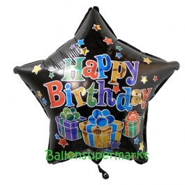 Geburtstags-Luftballon Stern Big Dots Happy Birthday, ohne Helium-Ballongas