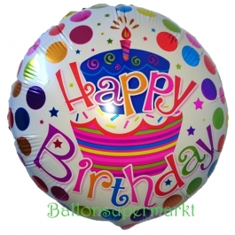 Torte und Punkte Happy Birthday, Luftballon zum Geburtstag mit Helium