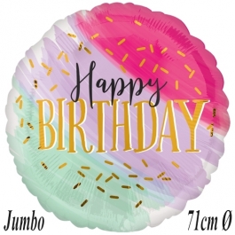 Jumbo Geburtstags-Luftballon Watercolor Happy Birthday, ohne Helium-Ballongas
