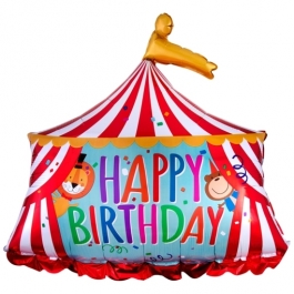 Happy Birthday Zirkuszelt Luftballon zum Geburtstag mit Helium Ballongas
