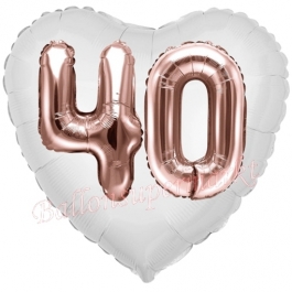 Luftballon Herz Jumbo 40, rosegold mit 3D-Effekt zum 40. Geburtstag