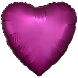 Herzluftballon aus Folie in Matt Granatapfel Pink mit Satinglanz
