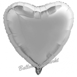 Herzluftballon aus Folie, Silber, inklusive Helium