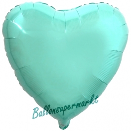 Herzluftballon aus Folie, Türkis, mit Ballongas Helium