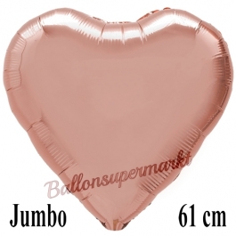 Großer Herzluftballon Rose Gold, Ballon in Herzform mit Ballongas Helium