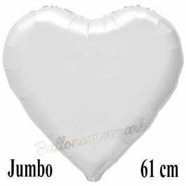 Großer Herzluftballon Weiß, Ballon in Herzform mit Ballongas Helium