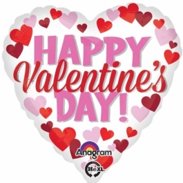 Happy Valentines Day,  Herzluftballon aus Folie mit kleinen Herzen inklusive Helium