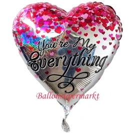 You're My Everything, holografischer Herzluftballon aus Folie mit kleine Herzen inklusive Helium