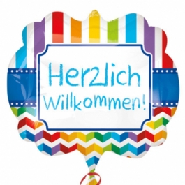 Herzlich Willkommen, Luftballon aus Folie, ungefüllt